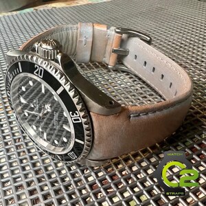 20mm naked & gray leather curved 40mm rolex Submariner GMT Yachtmaster Daytona Explorer II