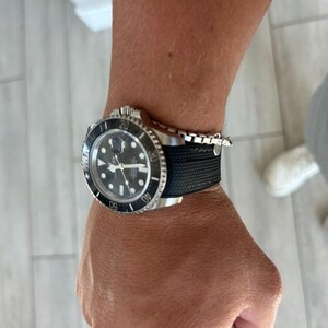 22mm waterproof black sailcloth pattern strap rubber  black rolex sea-dweller