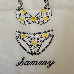 Lingerie Bag ALREADY MADE  Personalized with &quot;Sammy&quot; Dark Navy and Yellow