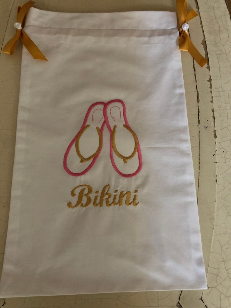 Embroidered Travel Bag for Swimwear Flip Flops or Lingerie Etsy