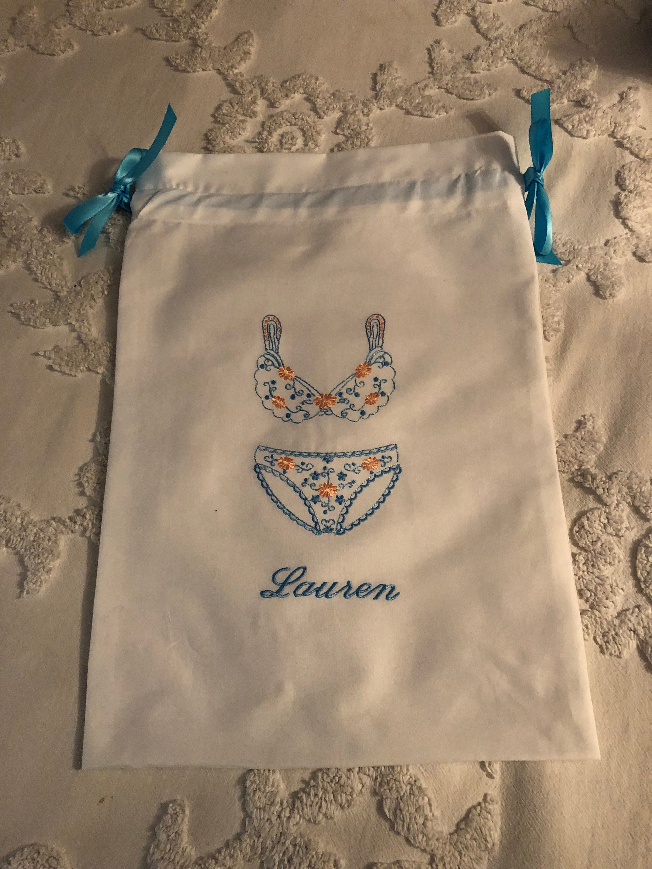 Lingerie Bag Hand Made Light Blue and Golden Rod - Etsy