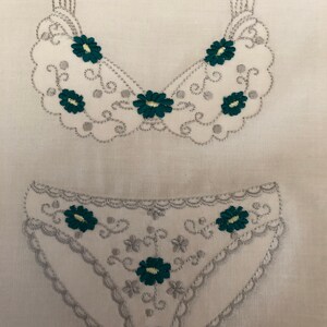 Lingerie Bag Embroidered, Personalized, Grey with Teal
