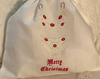 Merry Christmas Lingerie Bag Made and Ready to Ship