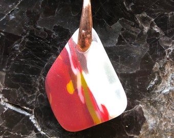 Fused Glass Pendant with ribbon necklace: Beautiful Tumble