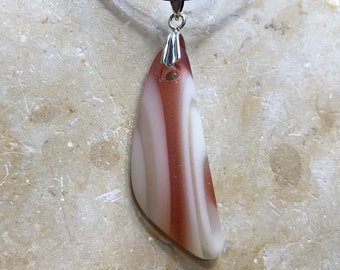 Fused Glass Pendant with ribbon necklace: Just Peachy Tumble