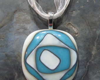 Fused Glass Pendant with Ribbon necklace: This Way N That A Way Reaction