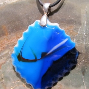 Fused Glass Pendant: Mysteries In The Blue image 1