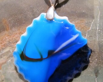 Fused Glass Pendant: Mysteries In The Blue