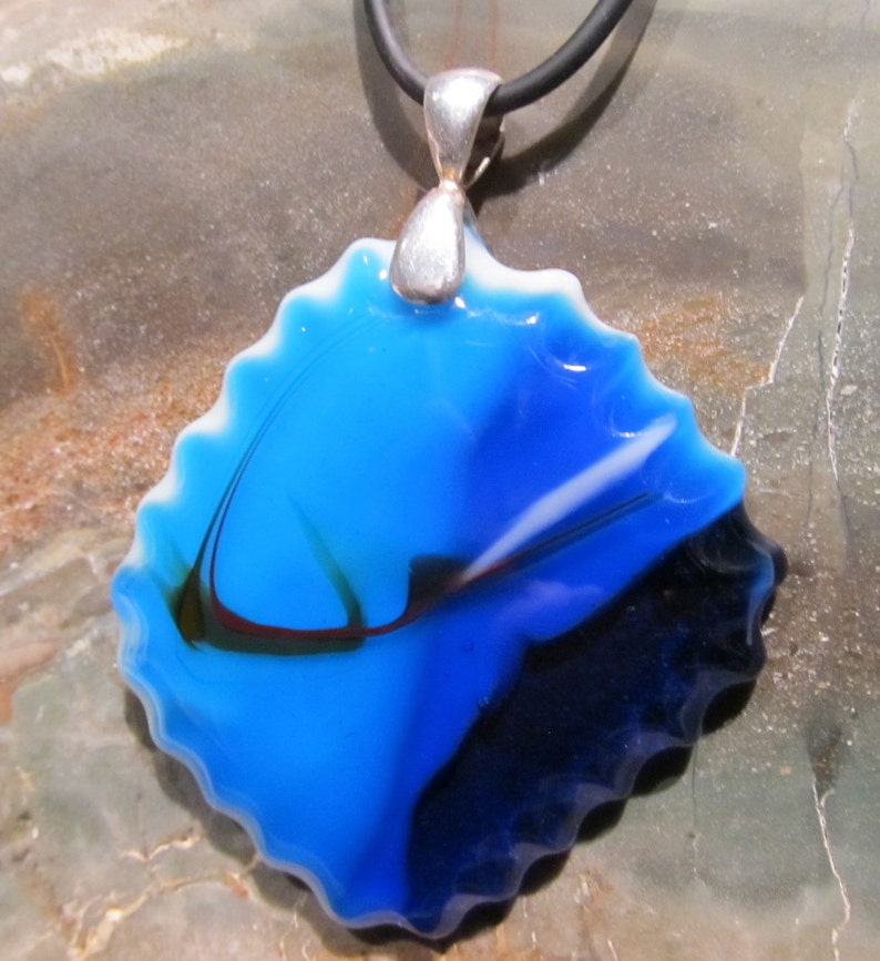 Fused Glass Pendant: Mysteries In The Blue image 1