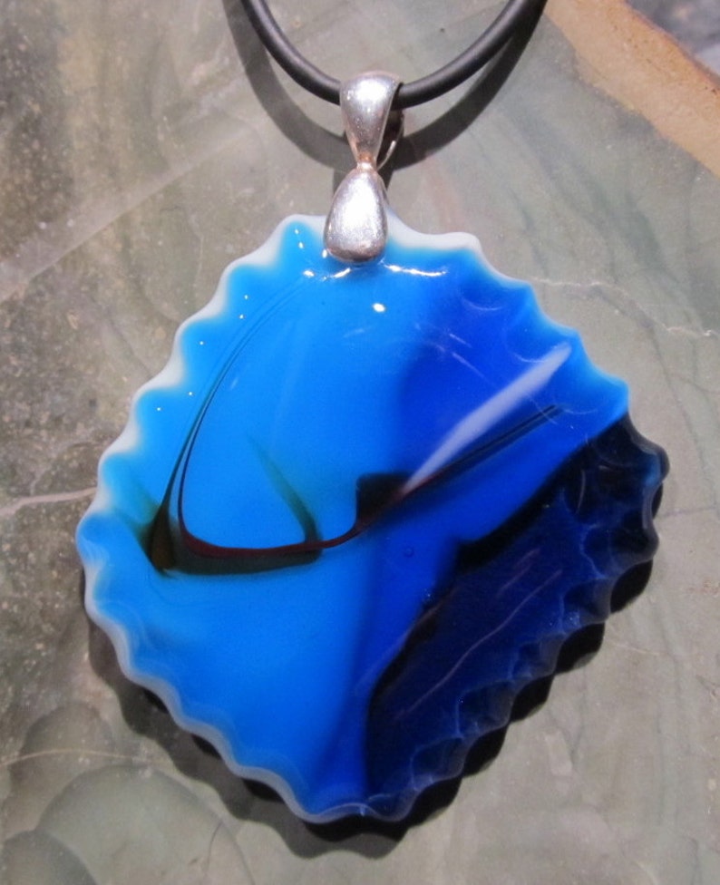 Fused Glass Pendant: Mysteries In The Blue image 4