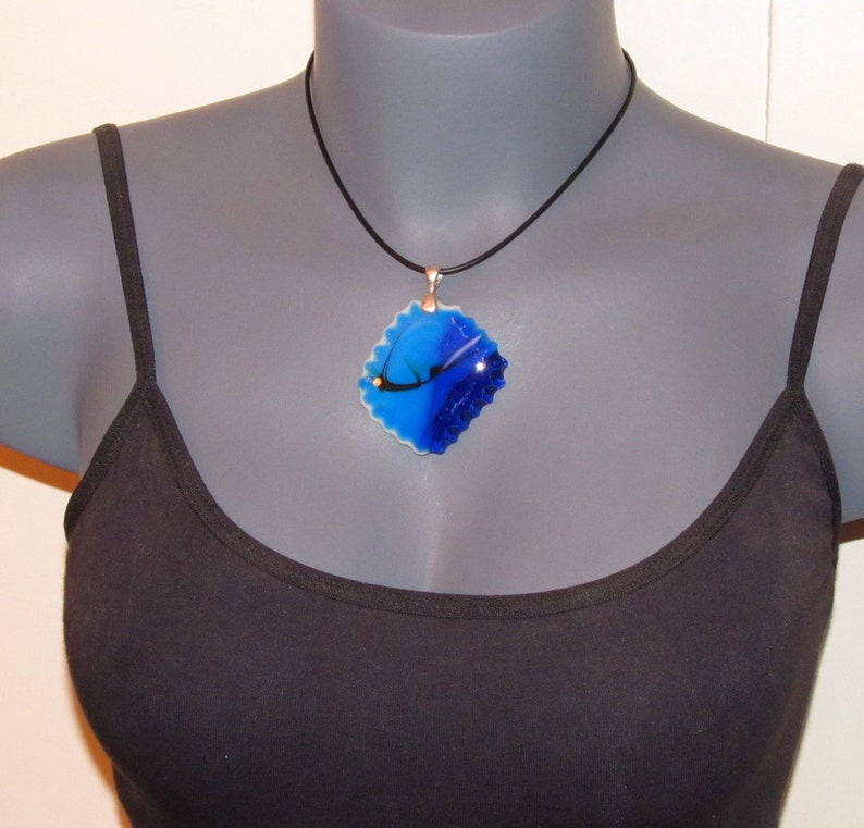 Fused Glass Pendant: Mysteries In The Blue image 3