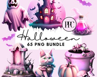 Pink Pastel Clipart Halloween Bundle | Cute Halloween Clipart | Pastel Halloween | Halloween pgn | Commercial use