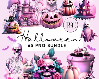 Pink Pastel Clipart Halloween Bundle | Cute Halloween Clipart | Pastel Halloween | Halloween pgn | Commercial use