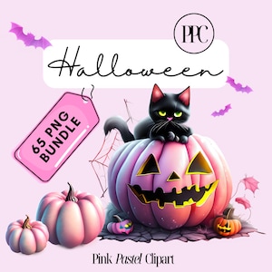 Roze pastelkleurige clipart-halloweenbundel | Leuke Halloween-clipart | Pastelkleur Halloween | Halloween-pagina | Commercieel gebruik