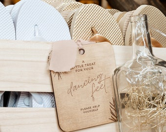 Letrero de madera de abedul con huellas de pies bailando / Decoración rústica para bodas