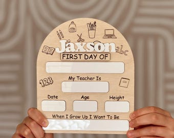 Personalized First Day of School Board | Wooden Photo Prop Keepsake