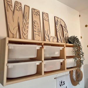 Decoração de quarto infantil | Arte de parede | Letras de folhas de madeira | Alfabeto | Decoração de berçário | Boho| Escândalo | Acessórios para salas de jogos | De madeira