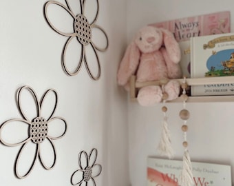 Rattan Daisy Wall Decor | Boho Nursery, Birchwood Flowers