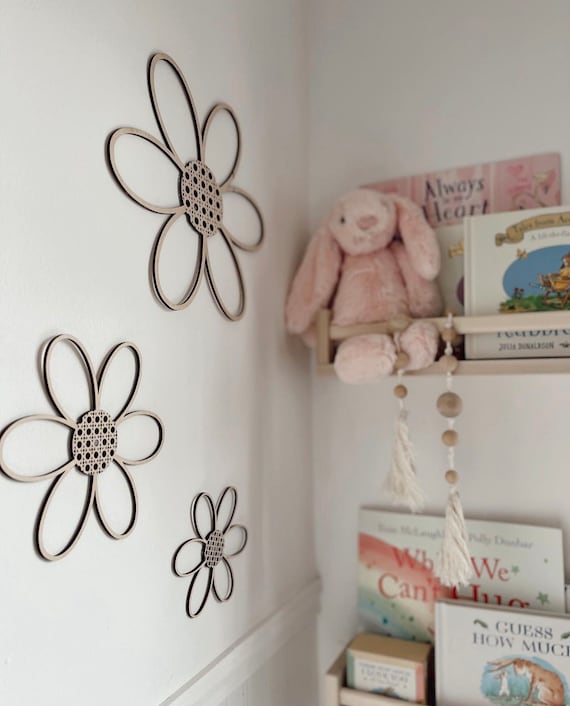 Rattan Daisy Wall Decor | Boho Nursery, Birchwood Flowers