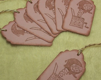 Scrapbook Tags...7 Piece Set of Very Adorable Elephant Out of the Box Vintage Inspired Scrapbooking Hang Tags