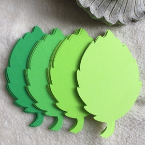 Paper Leaves...48 pcs. Very Pretty 4 1/4" Feathered Greens Paper Leaves Die Cuts Scrapbook Embellishments