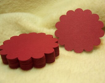 Round Scallop Tags...24 Piece Set of Elegant Burgundy Round Scallop Scrapbook Tags