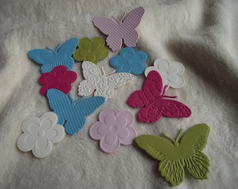 Scrapbook Embellishments...12 Piece Set of Very Sweet and Sassy Madeleine Butterflies and Blossoms Die Cuts Scrapbook Embellishments