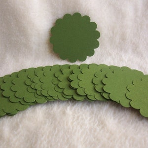 Round Scallop Tags...24 Piece Set of Very Pretty Olive Green Round ...