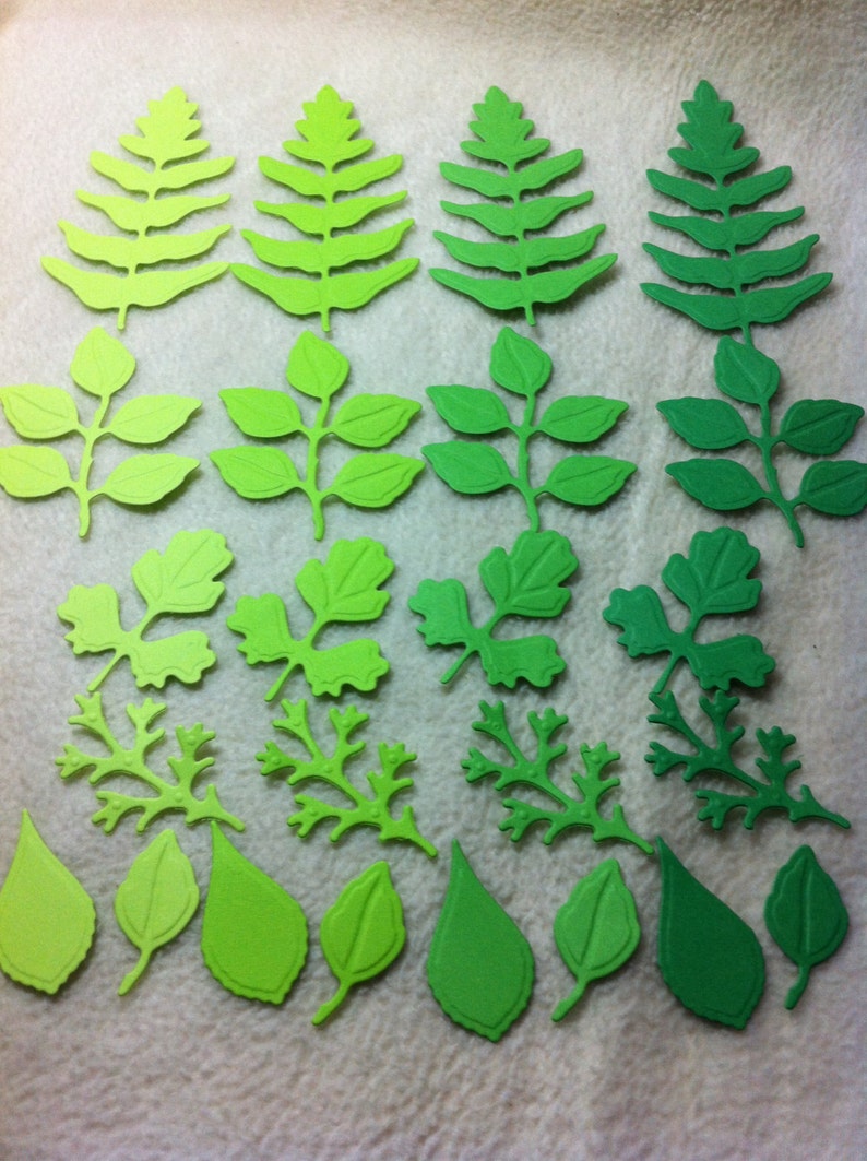 Paper Leaves Die Cuts...24 Piece Set of Very Pretty Feathered Etsy