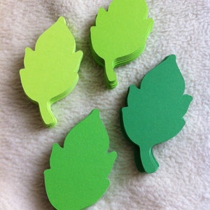 Paper Leaves...100 Piece Set of Very Beautiful Feathered Green Paper Leaves Die Cut Scrapbooking Embellishments