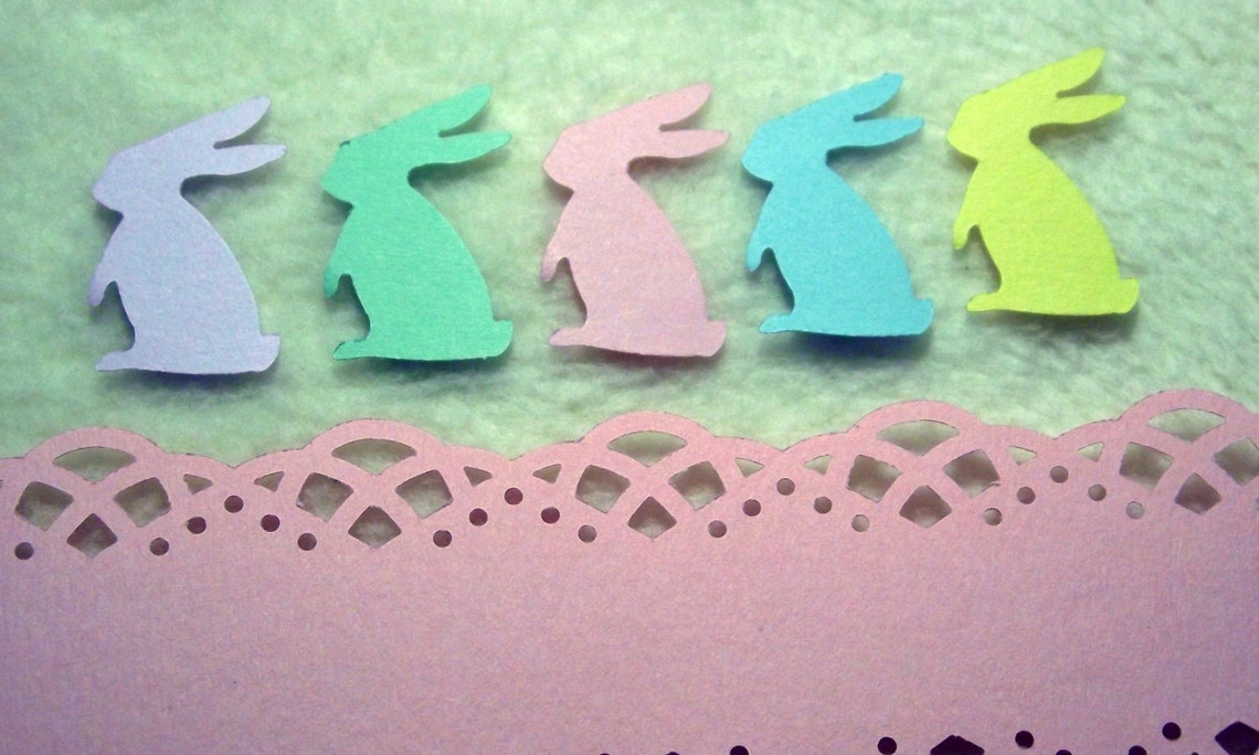 Paper Bunnies...100 Piece Set of Very Cute Paper Bunnies in Spring