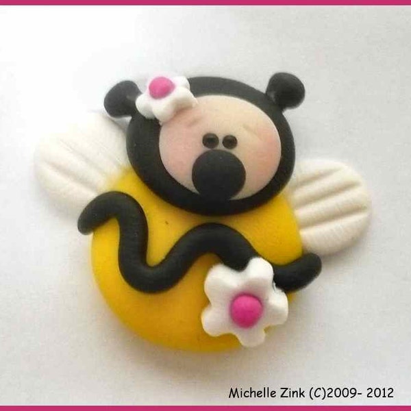 Polymer Clay Bead or Bow Center Bumble Bee