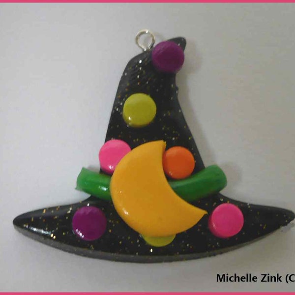 Polymer Clay Charm Polkadot Witches Hat