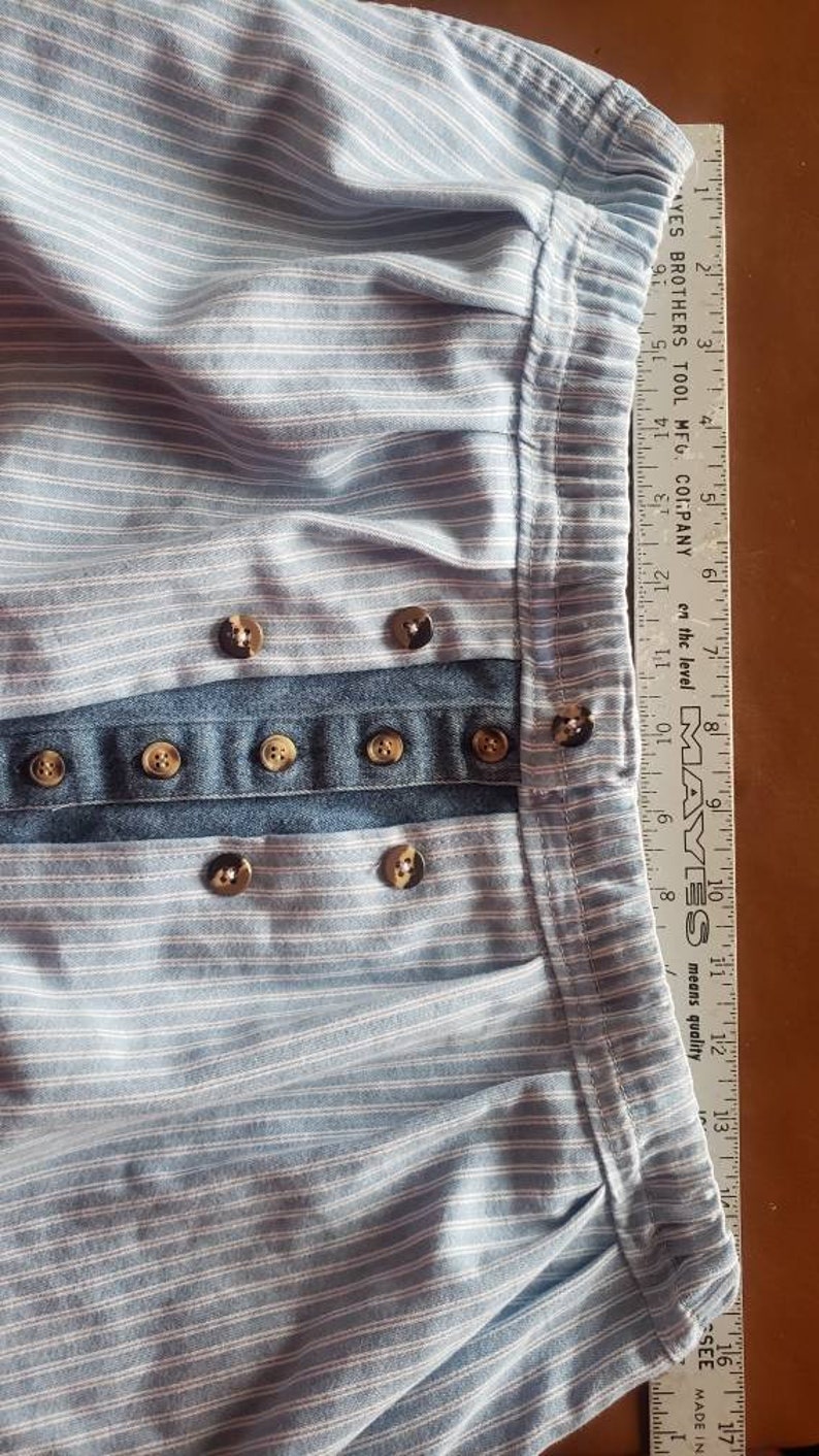 Refashioned Ecofriendly Denim Skirt Blue White Stripe Etsy