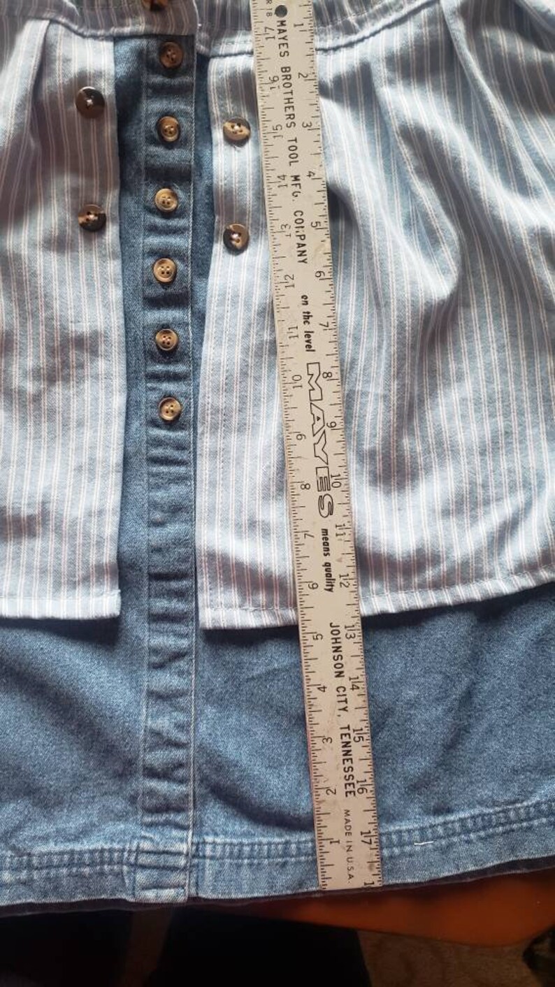 Refashioned Ecofriendly Denim Skirt Blue White Stripe Etsy