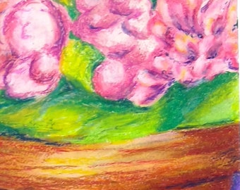 Pink Magenta Purple Oil pastel Original Artwork