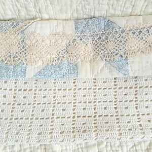 Well-loved upcycled repurposed quilt pouch vintage crochet
