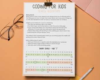 Codificación para niños (algoritmos de búsqueda), plan de lección, hoja de trabajo de jardín de infantes, actividad preescolar, educación en el hogar, libro ocupado, STEM, aprendizaje infantil