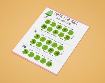 Aritmética y matemáticas (saltar y contar), hoja de trabajo de jardín de infantes, plan de lección, actividad preescolar, educación en el hogar, STEM, aprendizaje, matemáticas, contar