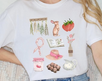 Top coqueta, camisa Cottagecore, camisa fresa, colores cómodos, estilo vintage