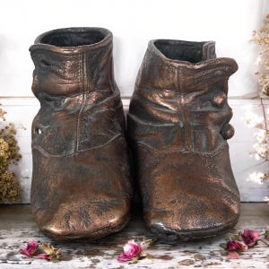 Old Antique Baby Shoes/Bronzed Baby Shoes Buttons/Nursery Decor/Fall Farmhouse Cottage Decor/Vintage Baby