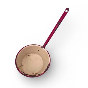 Vintage Red White Enamelware Ladle Dipper/Rustic Farmhouse Kitchen Spoon/Vintage Christmas Kitchen/French Chateaucore