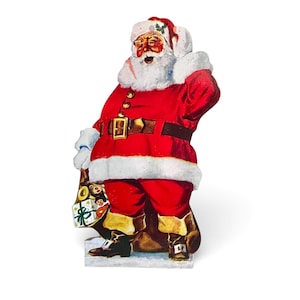 Vintage Die Cut Santa/Bank Weihnachten Club Santa/MCM Stand Up Ornament/Antike Weihnachtsdekoration/Old World Santa/Circa 1958