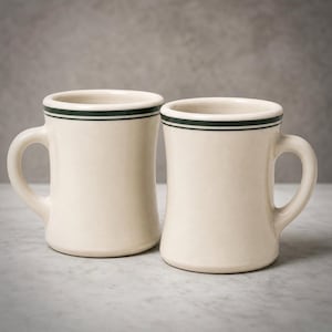 Vintage VICTOR Green Stripe Chunky Ironstone Restaurant Ware Diner Coffee  Mugs | Set of 2 | Heavy Coffee Cups | Farmhouse Kitchen Decor - Etsy