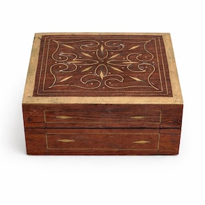 Vintage Indian Wood Trinket Box | Small Hand Painted Jewelry Box | 4” Keepsake Box | Mid Century India