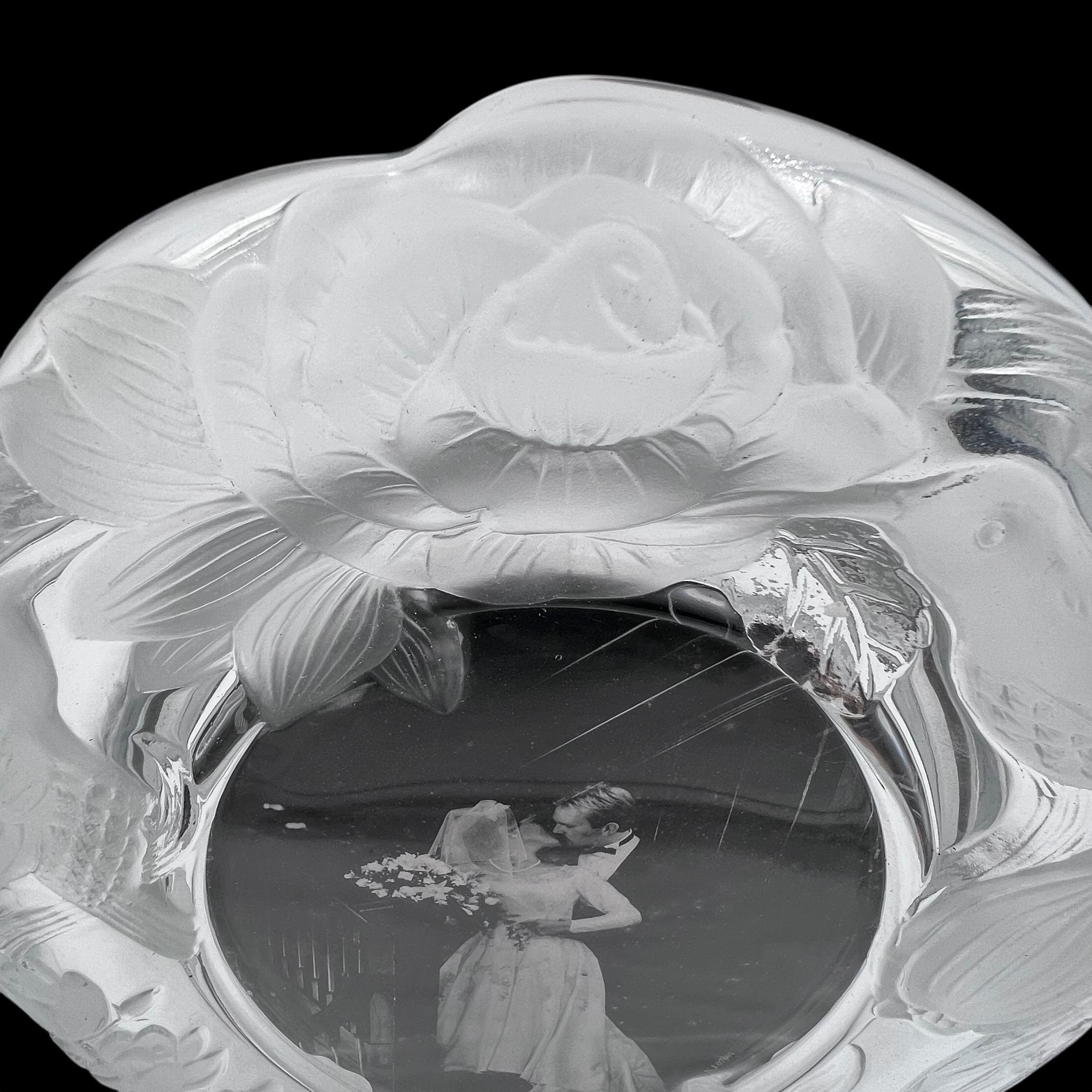 Vintage Oval Glass Photo Frame | Embossed Floral | Made in Japan