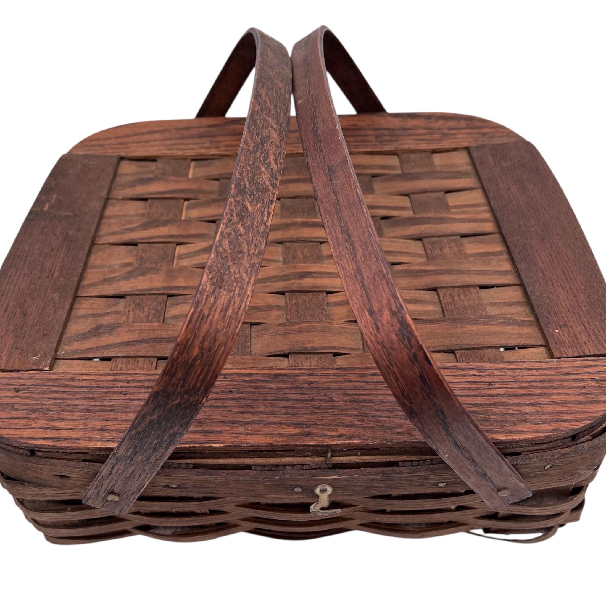 Vintage Woven Splint Picnic Basket/handled Pie Cake Carrier/vintage ...