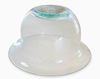 Hand Blown Glass Cloche Dome 10.50” | Pontil Base Vintage Display Bell Jar | Clear Glass Cover Garden Terrarium Dome