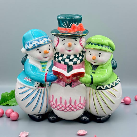 Waterford Holiday Heirlooms Snowman Music Cookie Jar/snowy Village