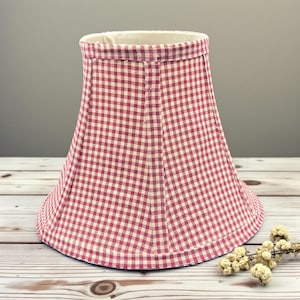 Vintage Country Red Gingham  Lampshade/Beige Burgundy Check Lamp Shade/Colonial Screw On Lampshade/Christmas Table Lampshade